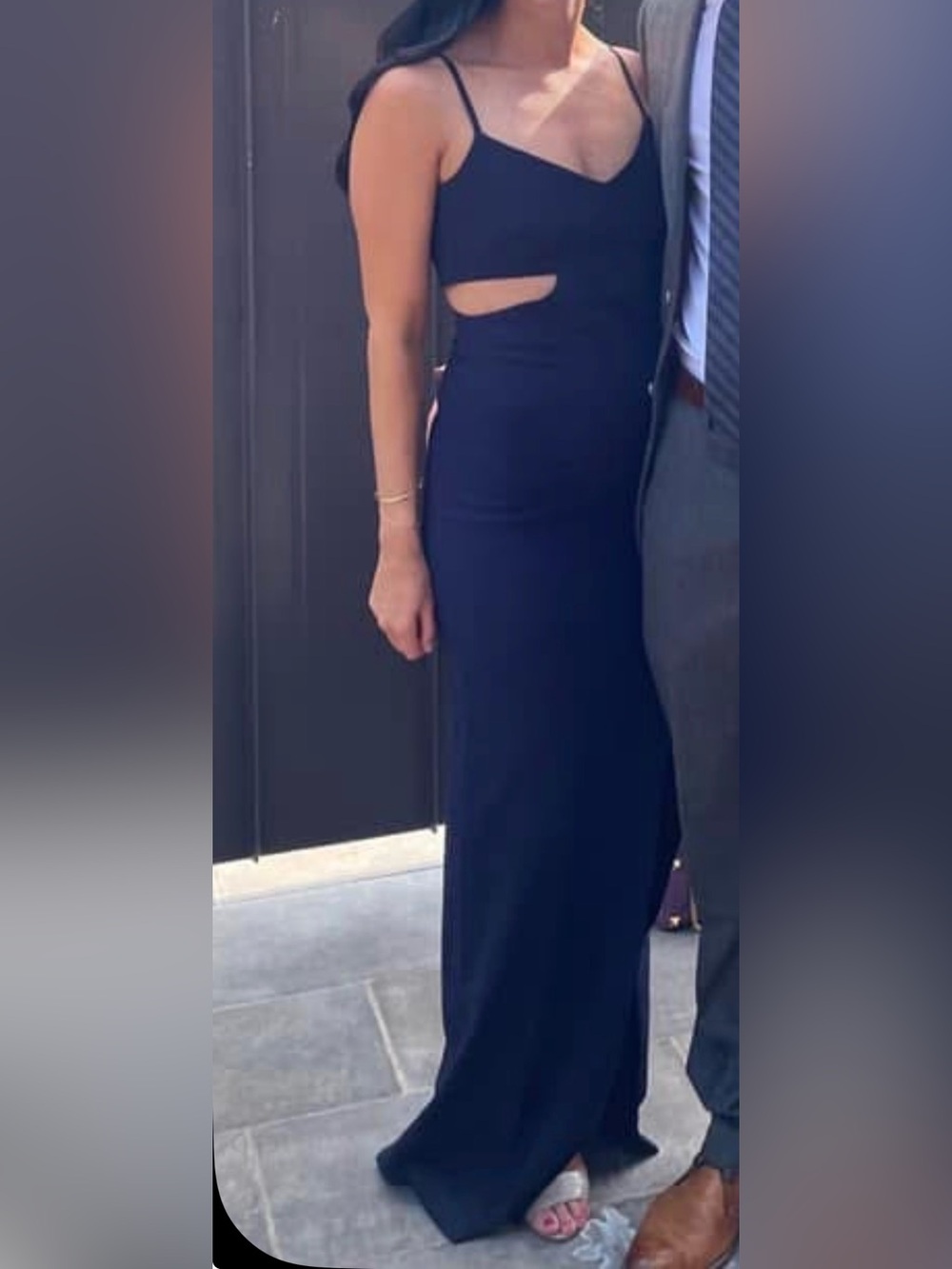 REVOLVE Navy Spaghetti-Strap Maxi Dress with Side Cutout